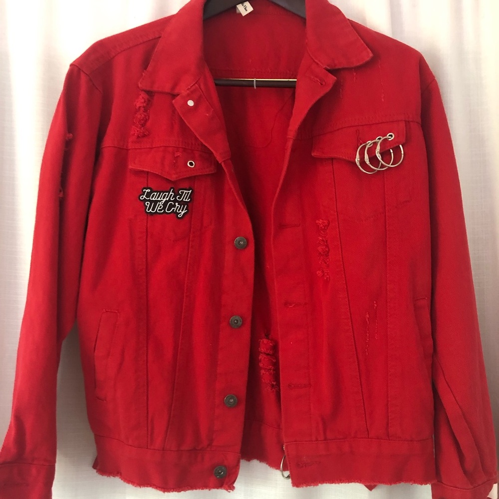 Paramore Red denim jacket , Fan made.